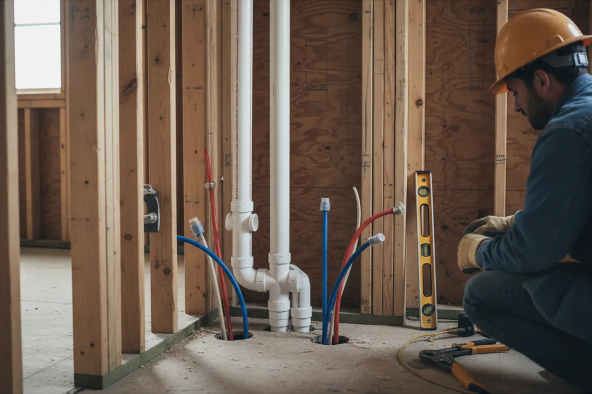 Drain and supply rough-in during Leak Detection in Mokena